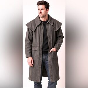 Vintage Bush Trader Heritage‎ Denim Ranch Duster Coat Plaid Lined Western Core